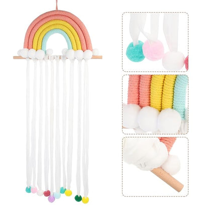 Lurrose Hair Bow Organizer: Hair Bow Holder for Girls - Baby Hanger Clips with Rainbow Tassels - Clips for Baby Hangers