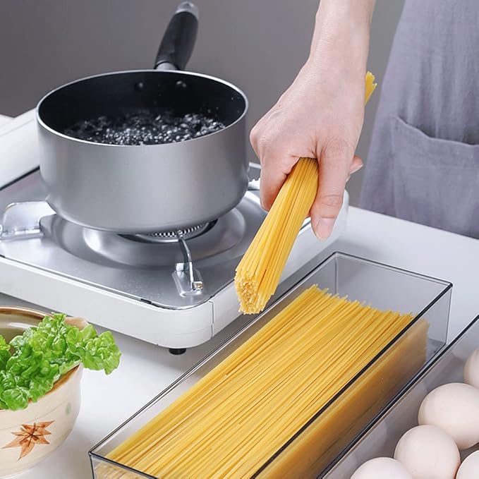 Pasta Containers for Pantry 2Pcs, Spaghetti Storage Conainer with Lids, Noodle Organizer with Measuring Hole Storage for Pasta, Flour, Sugar and Noodles