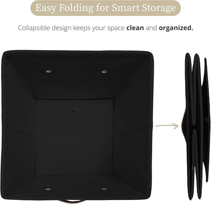 DECOMOMO Storage Baskets, 13x15x13 Storage Cube Bins with Labels for Organizing Shelves Kallax (Kallax / 4pcs, Black)