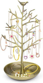 Flexzion Jewelry Display Stand, Earring Necklace Holder Tree Tower Rack Hanging Organizer - Ideal for Bangles Pendants Anklet (Brass)