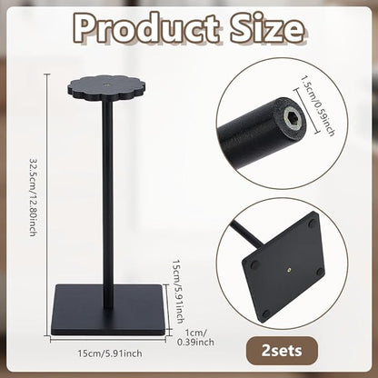 OLYCRAFT 2Pcs Black Wooden Hat Display Stand with Square Base Vintage Wooden Hat Holder Solid Wood Hats Holder Stand Rack Tabletop Helmet Stand Tabletop Hats Display Rack for Home Store Shelf Decor