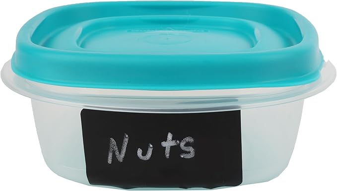 Bundle Rubber Maid Food Storage Containers 1.25 Cup Food Storage Containers 9 Peice Set, Teal Easy Find Lids, 4 Containers, 4 Lids Chalk Pen And Chalk Labels