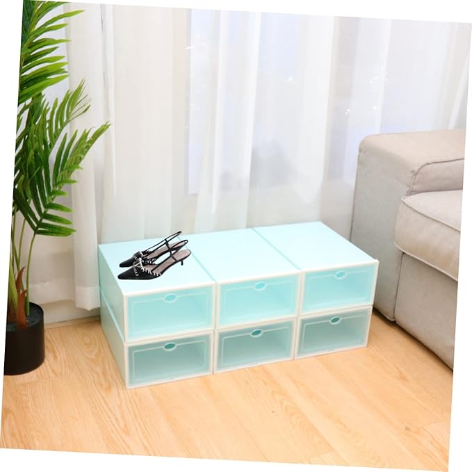 Alipis 6pcs Thicken Stackable Shoe Storage Box White Frame for Men Plastic Container for Organizing Sneakers and Footwear for Closets and Entryways