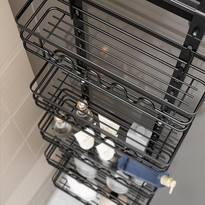 GarveeHome Over The Door Storage Rack, 3 Layers Metal Pantry Door Organizer Wall Mounted Behind Door Storage Cabinet Over The Door Pantry Organizer for Kitchen Bathroom Easy to Install