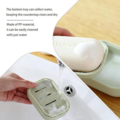4 Pack Plastic Soap Dish,Double Layer Soap Container Draining Soap Holder,Multi-Functional Soap Holder for Shower/Bathroom or Kitchen
