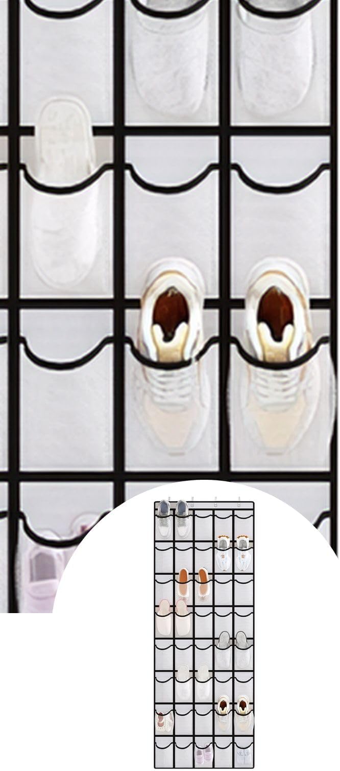 Over the Door Shoe Organizer for Bedroom Door with Multiple Pockets - Hanging Shoe Storage Bag Caddy