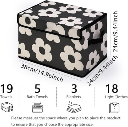 Stackable Clothes Storage Bins with Lids,Closet Organizers Fabric Cat Printing Box for Home and Office,Blanket Clothes Organizers,Under Bed Storage Containers 3 Pack.