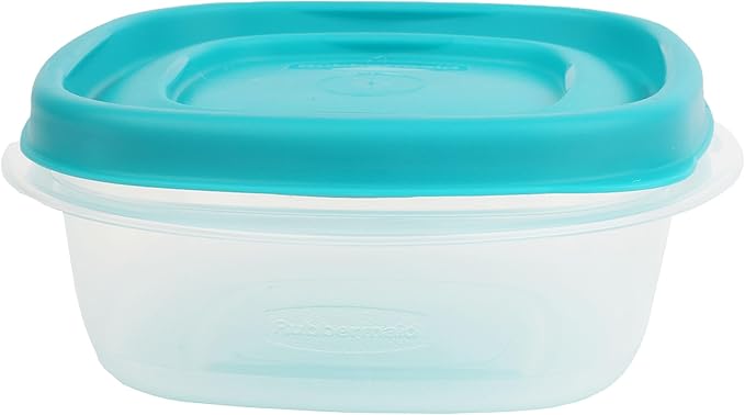 Bundle Rubber Maid Food Storage Containers 1.25 Cup Food Storage Containers 9 Peice Set, Teal Easy Find Lids, 4 Containers, 4 Lids Chalk Pen And Chalk Labels