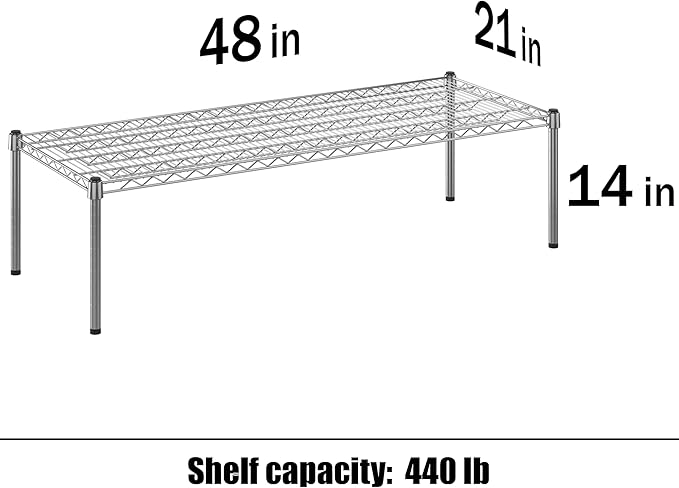 21" Deep x 48" Wide x 14" Height Wire Shelving Kit | 1-Tier | NSF Commercial Storage Rack Unit