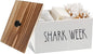 Tampon Holder for Bathroom, Farmhouse Pad Orgainzier Container, Rustic Wood Bathroom Storage Bin with Lid, Movable Partition Feminine Product Organizer, Tampon Storage Container for Bathroom(Stay-A)