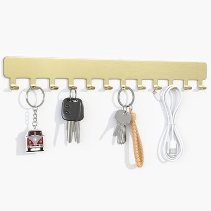 Necklace Holder - Hanging Jewelry Organizer, Self-Adhesive, Wall Mount, 2 PCS, Gold