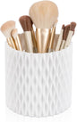 Anyoifax Makeup Brush Holder Organizer 360°Rotating Make Up Brushes Container for Vanity, Spinning Cosmetics Storage Cup, Ripple White