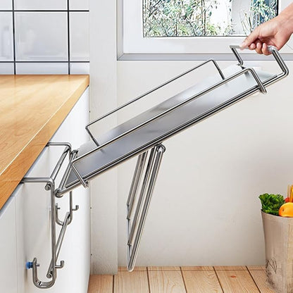 VOSAREA Cabinet Door Organizer Foldable Shelf for Kitchen Spice Storage Easy to Install over The Cabinet Hanging Shelf for Efficient Space Saving and Daily Use Essentials