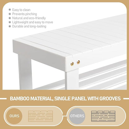 3 Tier Bamboo Shoes Rack,Narrow Vertical Shoes Rack,Freestanding Shoe Organizer Shelf,Shoe Rack Storage Organizer,with Shelves,for Closet, Entryway, Front Door Entrance, Bedroom, Hallway (White)
