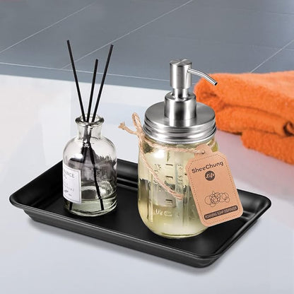 Vintage Farmhouse Decor Metal Vanity Tray(4 Pack), Countertop Guest Hand Towel Paper Storage Organizer Tray Dispenser, Sturdy Holder for Perfume, Cosmetics, Jewelry, Makeup Bathroom Organizer (Black)
