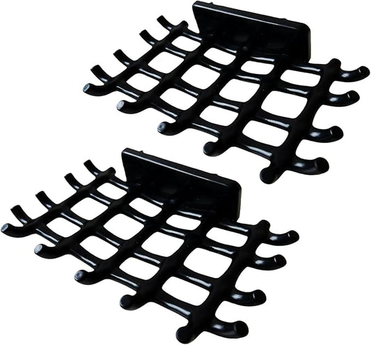2-Pack Adhesive Bar Soap Holder, No-Drill Wall Mounted Soap Dish for Shower, Self-Draining Soap Saver with Grid Design, Plastic Soap Rack for Bathroom, Kitchen (Black)