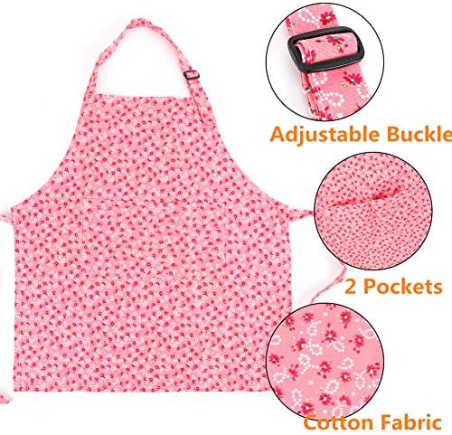 Kids Apron and Chef Hat Set, Cotton Child Toddler Aprons with Pocket - Image 4