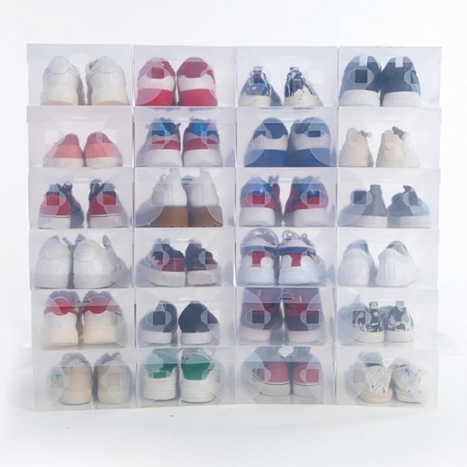 MAGICLULU 6pcs Plastic Shoe Boxes Lids Dustproof Storage Organizer for Home Closet