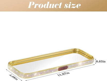 Bathroom Gold Tray Jewelry Perfume Makeup Organizer Decorative Tray for Vanity, Dresser, Bathroom, Bedroom Entrance Hall, Living Room(11.8IN Colorful)