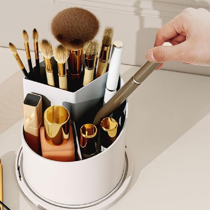 Concealed Toothbrush Holder,Toothbrush Holders with Sliding Lid, Rotating 3 Slots Bathroom Organizer Countertop,Waterproof Dustproof Beauty Brushes Storage,Cosmetics Display Case for Vanity Bathroom