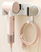 Hair Dryer Holder Wall Mounted, Hair Dryer Organizer Self Adhesive Compatible with Dyson Blow Dryer Holder Aluminum BlowDryer Holder Wall Mounted for Bathroom White