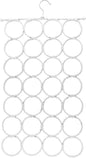 Super Z Outlet Foldable 28 Ring Hole Slots Space Saving Clothing Closet Hanger Scarf, Ties, Belts, Socks Organizer for Home Bedroom, Bathroom, Living Room (White)