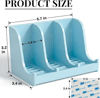 Soap Holder for Shower Wall, 3-Compartment Soap Dish for Shampoo, Conditioner and Body Soap, Fast Draining & Rust-Proof & Heavy Duty, Ultra-Strong Self Adhesive & Freestanding (Light Blue, No Label)
