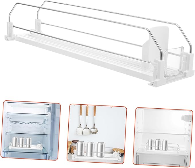 SOLUSTRE Beverage Organizer for Fridge Touchless Drink Pusher Glide Rack Soda Can Holder Capacity Storage