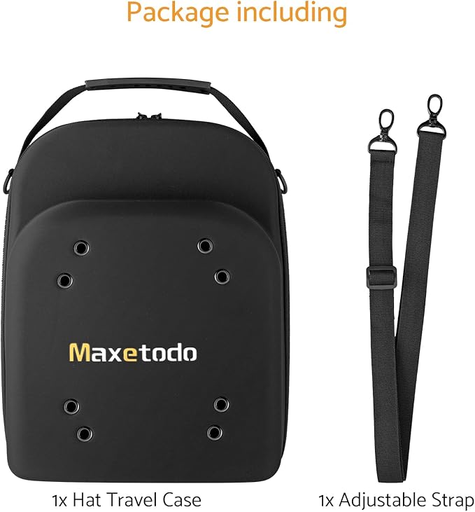 Hat Travel Storage Bag,EVA Waterproof Dustproof Crushproof Hat Box,Holds Up to 6 Baseball Caps,with Handle and Shoulder Strap,Ideal for Travel, Home Storage,and Daily Use Black