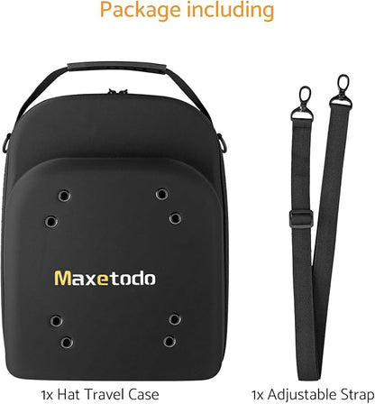Hat Travel Storage Bag,EVA Waterproof Dustproof Crushproof Hat Box,Holds Up to 6 Baseball Caps,with Handle and Shoulder Strap,Ideal for Travel, Home Storage,and Daily Use Black