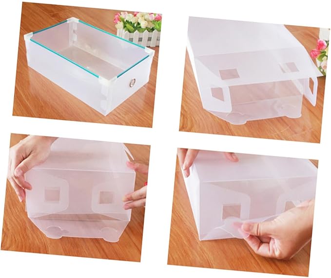 DECHOUS 6pcs Shoe Storage Box Plastic Shoe Boxes Lids for Home Shop Closet Tidy Organization