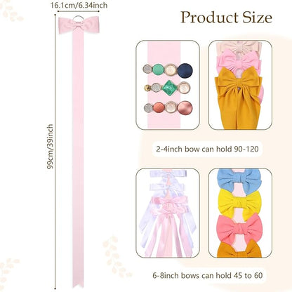 3 PCS Bow Holder for Girls Hair Bows, Ribbon Hair Clip Oraganizer Hair Barrettes Storage for Women,Wall Hanging Alligator Clip Hair Accessories Organizer Bedroom College Dorm Decor (Pink-3pcs)