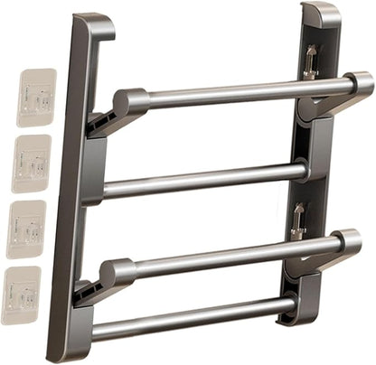 Yajuyi Shoe Storage Rack Foldable Organizer Folding Hanging Shelf Space Saving Aluminum Punch Free Suitable for Entryway Kitchen Bedroom, 30cm