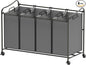 Simple Houseware 4-Bag Heavy Duty Laundry Sorter Rolling Cart, Dark Grey