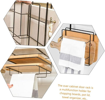 OUNONA 2Pcs Over Cabinet Towel Organizer Stylish Kitchen Door Storage Rack for Efficient Space Saving and Easy Access for Cutting Boards and Duster Cloths Design
