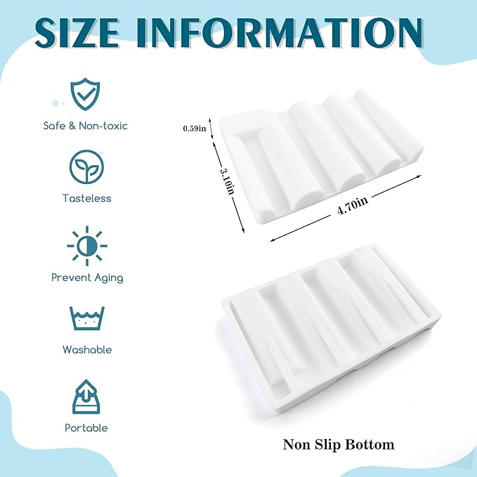 Silicone Soap Dish,Self Draining Soap Holder Perfect for Shower,Bathroom Sink,Kitchen Sink & Travel,Non-Slip Bar Soap Holder Extend Soap Life,Keep Soap Bars Dry & Easy Cleaning White-3Pcs
