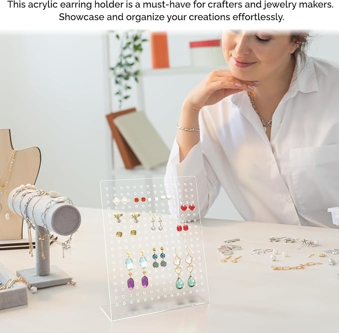 Marketing Holders Earring Display Stand 126 Earrings Holder Clear Acrylic Slant Back Holds Studs Dangling Earrings for Accessory Outlets Secondhand Shops Fashion Boutiques