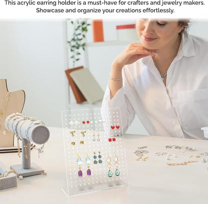 Marketing Holders Earring Display Stand 126 Earrings Holder Clear Acrylic Slant Back Holds Studs Dangling Earrings for Accessory Outlets Secondhand Shops Fashion Boutiques
