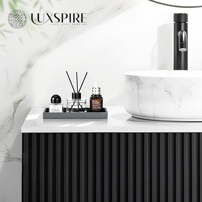 Luxspire Bathroom Vanity Tray, 7.9 x 4 Silicone Kitchen Counter Tray for Soap Dispenser, Bathroom Countertop Organizer for Perfume Soap Towel Bathroom Accessories, 2 Packs, Dark Gray
