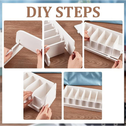 PH PandaHall Belt Storage Holder, 6 Compartments Belt Container Organizer White Belt Display Case Belt Organizer for Closet and Drawer Belt Storage Organizer Display for Men Women 1.93 Inch Wide