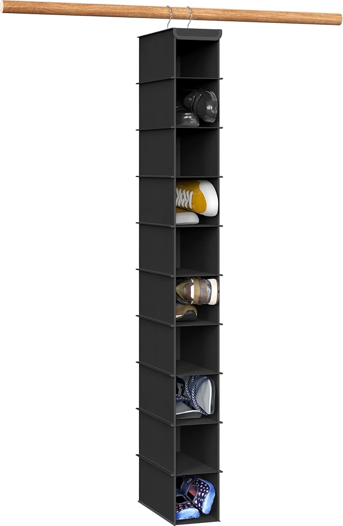 Simple Houseware 10 Shelves Closet Hanging Shoe Organizer, Black