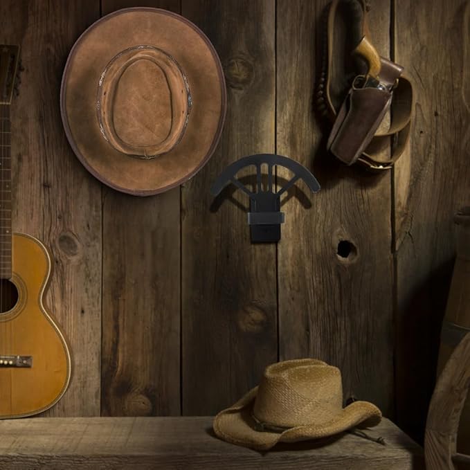 2 PCS Adjustable Cowboy Hat Rack Holder, Wooden Wall Mount Stand, Keep Original Shape of Hat with 4 Speed Adjustable Western Hat Display for Storage Fedoras Hats (Walnut)