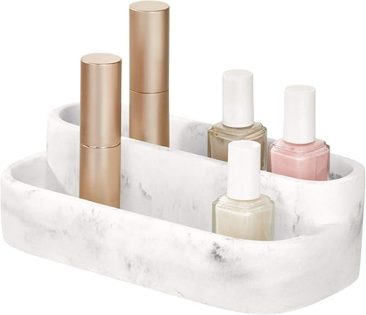 iDesign Dakota 2-Tier Makeup and Cosmetic Storage Bathroom, Countertop, Vanity, 8" x 3.9" x 2.54", Palette Organizer