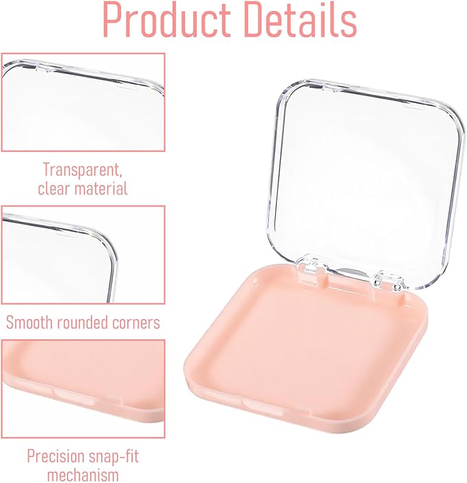 4 Pcs Press on Nail Storage Box with 36 Pcs Adhesive Double Sided Tape, Acrylic Nail Art Display Case, Transparent Storage Organizer for Fake Nails, Nails Salon Business Home Art Supplies