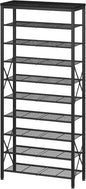 10-Tier Shoe Rack Organizer, Large Shoe Shelf with Metal Shelves, X Frames, Adjustable Shelves, Holds 40 Pairs, Black