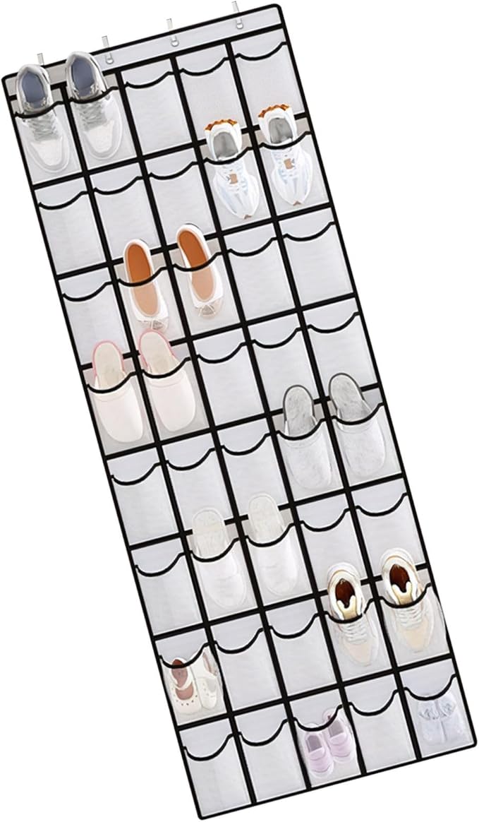 Over the Door Shoe Organizer for Bedroom Door with Multiple Pockets - Hanging Shoe Storage Bag Caddy