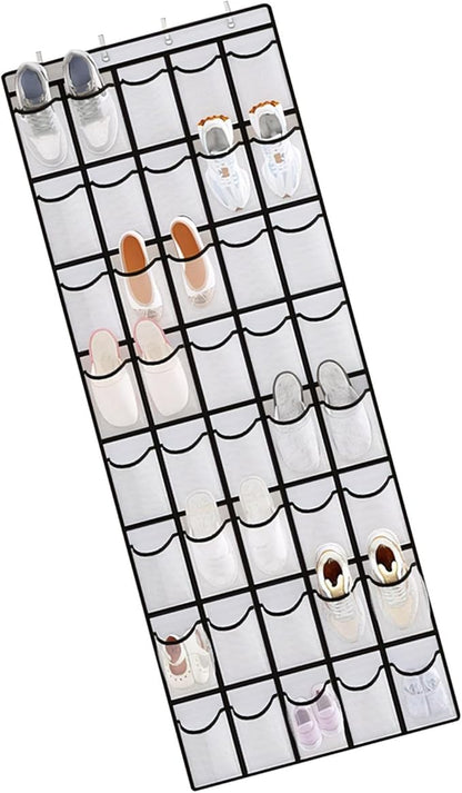 Over the Door Shoe Organizer for Bedroom Door with Multiple Pockets - Hanging Shoe Storage Bag Caddy