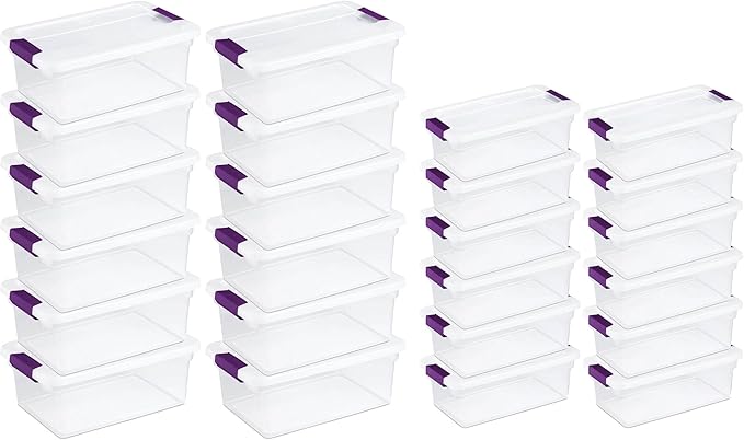 Sterilite 15 Quart Clear Plastic Storage Container Tote, 12 Pack, and 6 Quart Clear Plastic Storage Container Bins, 12 Pack with Lids for Organization