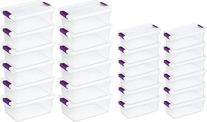 Sterilite 15 Quart Clear Plastic Storage Container Tote, 12 Pack, and 6 Quart Clear Plastic Storage Container Bins, 12 Pack with Lids for Organization