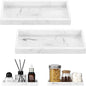 Luxspire Bathroom Vanity Tray - 2 Pack (7.9" x 4") Silicone Soap Dish for Kitchen Countertop, Bathroom Counter Tray for Soap Dispenser Perfume Jewelry Accessories, Marble White